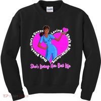 Black Nurse Living Her Best Life Kids Sweatshirt thumb 0