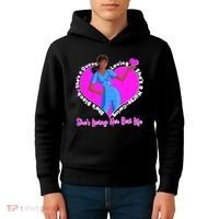 Black Nurse Living Her Best Life Kids Hoodie thumb 4