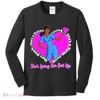 Black Nurse Living Her Best Life Kids Long Sleeve Shirt thumb 0