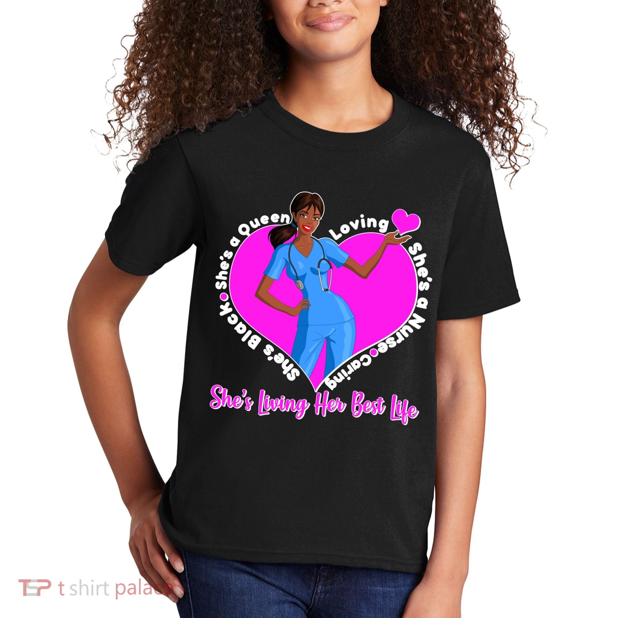 Black Nurse Living Her Best Life Kids T-Shirt