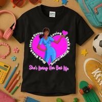 Black Nurse Living Her Best Life Kids T-Shirt thumb 3