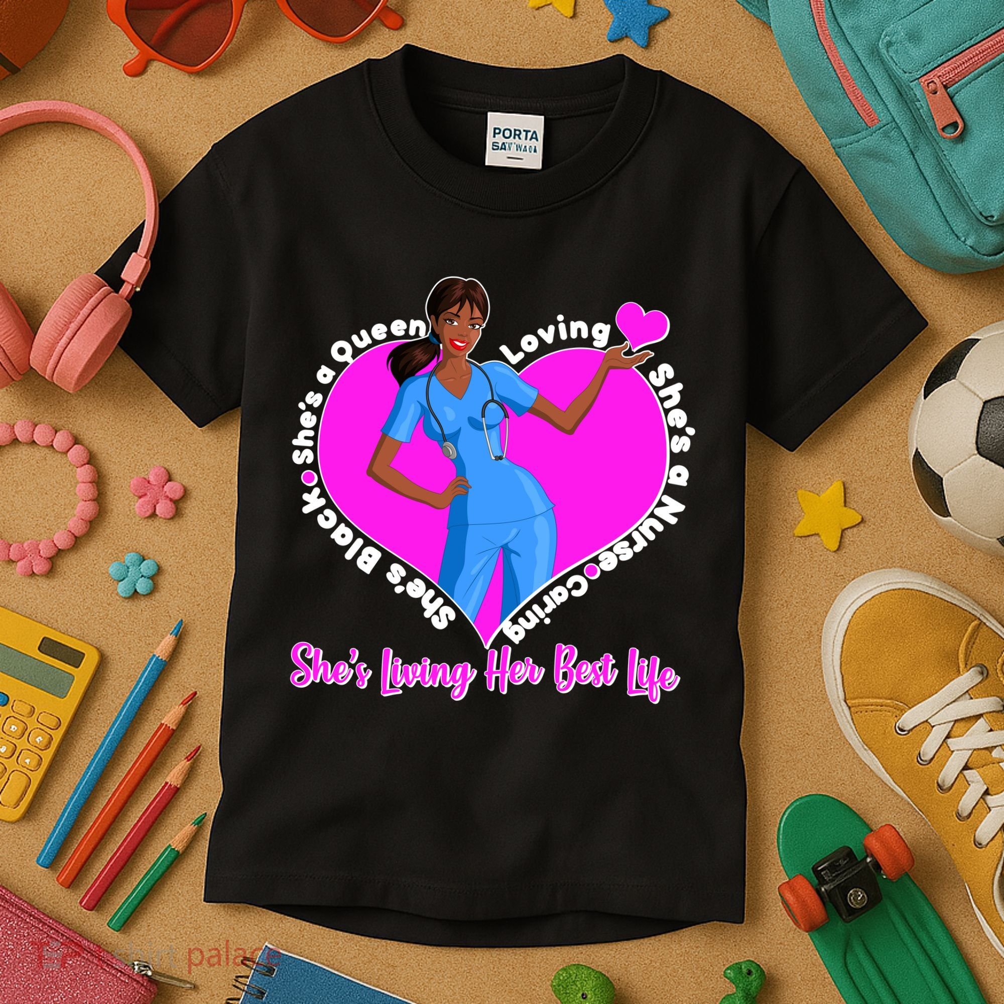 Black Nurse Living Her Best Life Kids T-Shirt