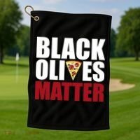Black Olives Matter Golf Towel thumb 1