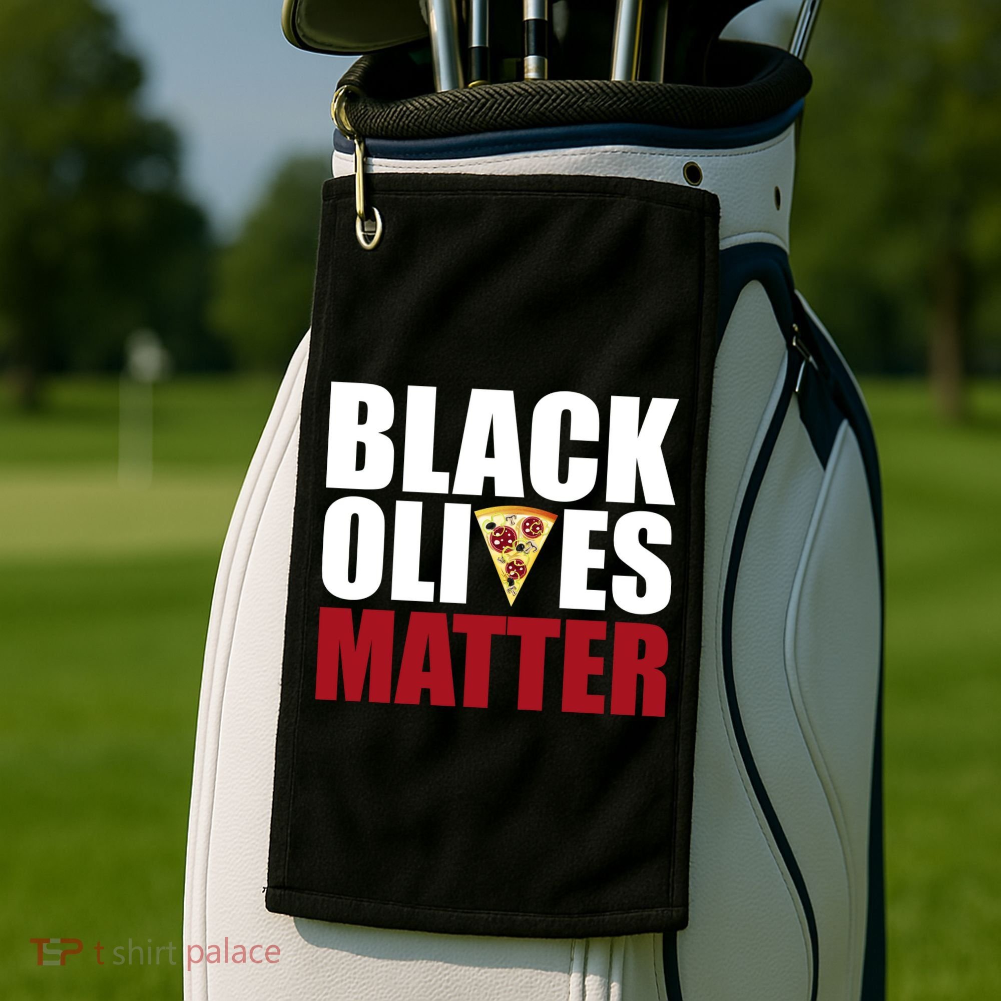 Black Olives Matter Golf Towel