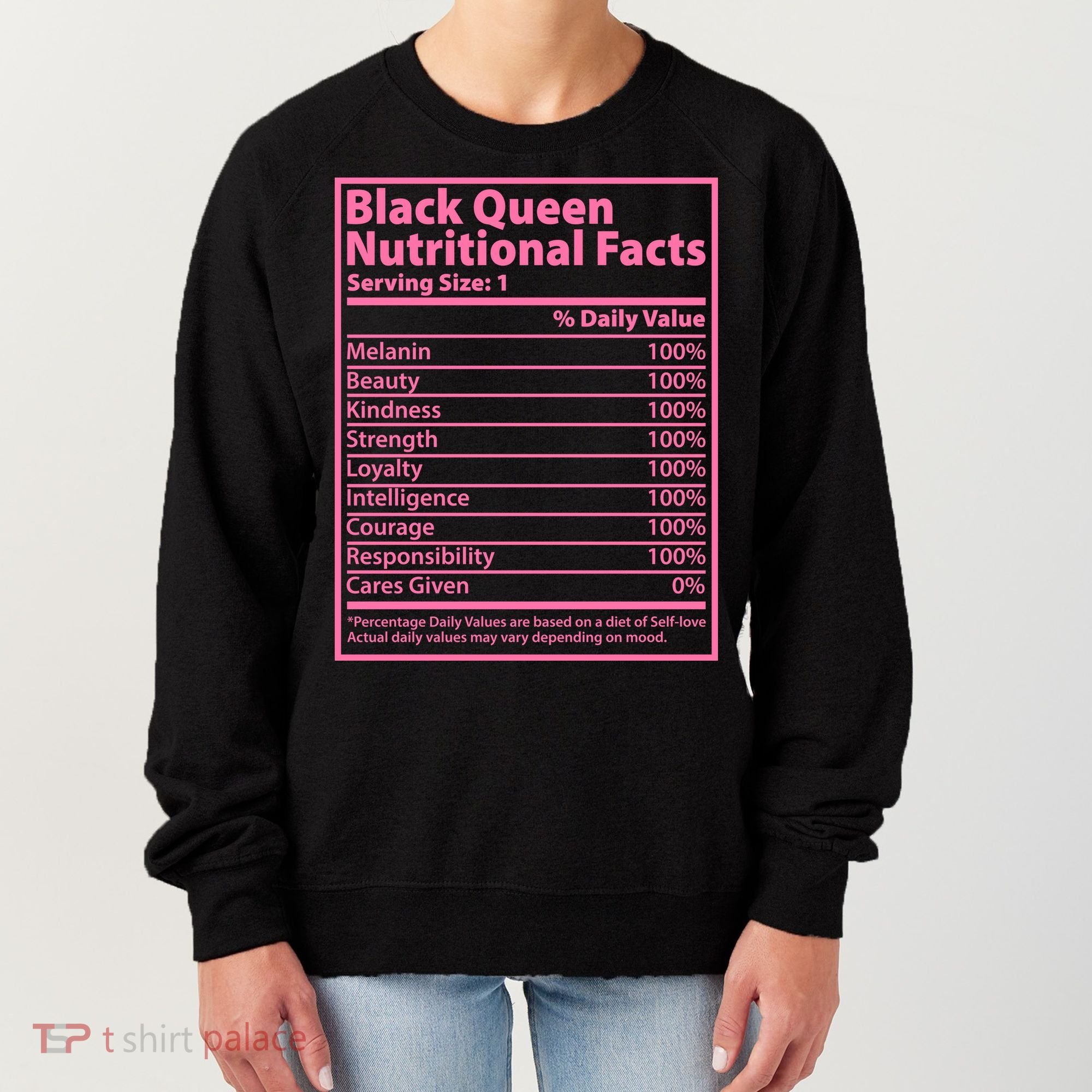 Black Queen Nutritional Facts Women's Sweatshirt