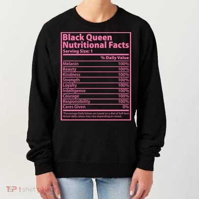 Black Queen Nutritional Facts Women's Sweatshirt