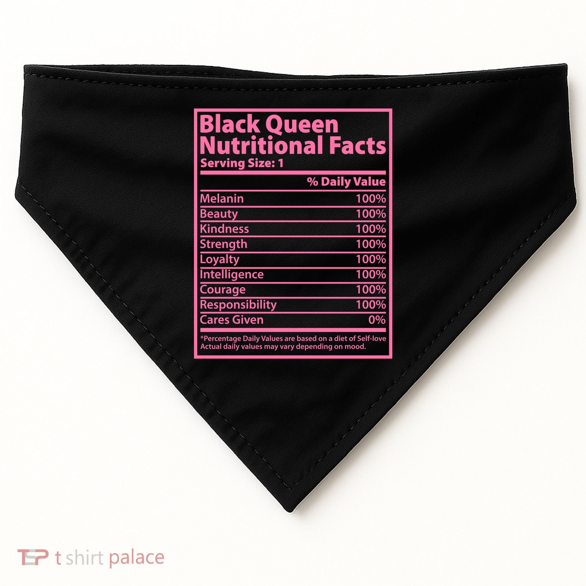 Black Queen Nutritional Facts USA-Made Doggie Bandana
