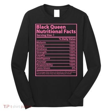 Black Queen Nutritional Facts Long Sleeve Shirt