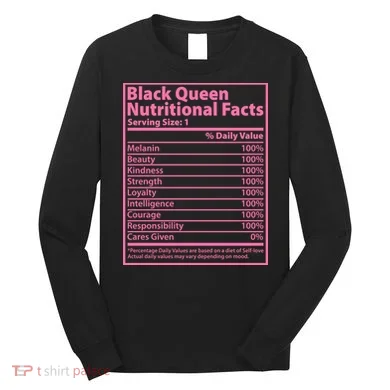 Black Queen Nutritional Facts Long Sleeve Shirt
