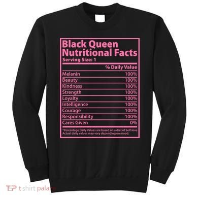 Black Queen Nutritional Facts Sweatshirt