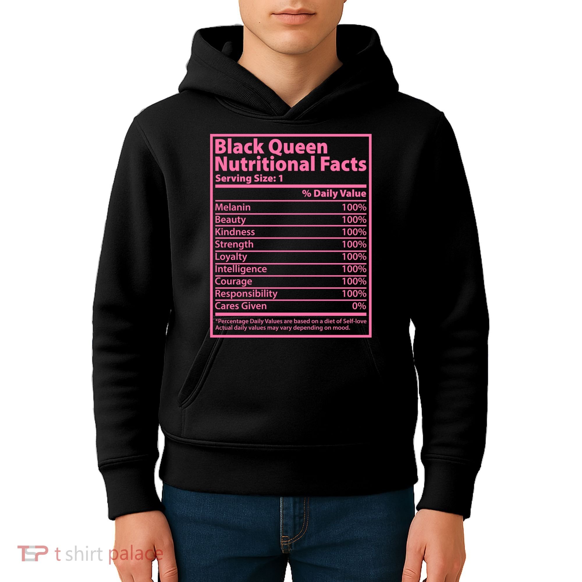 Black Queen Nutritional Facts Kids Hoodie