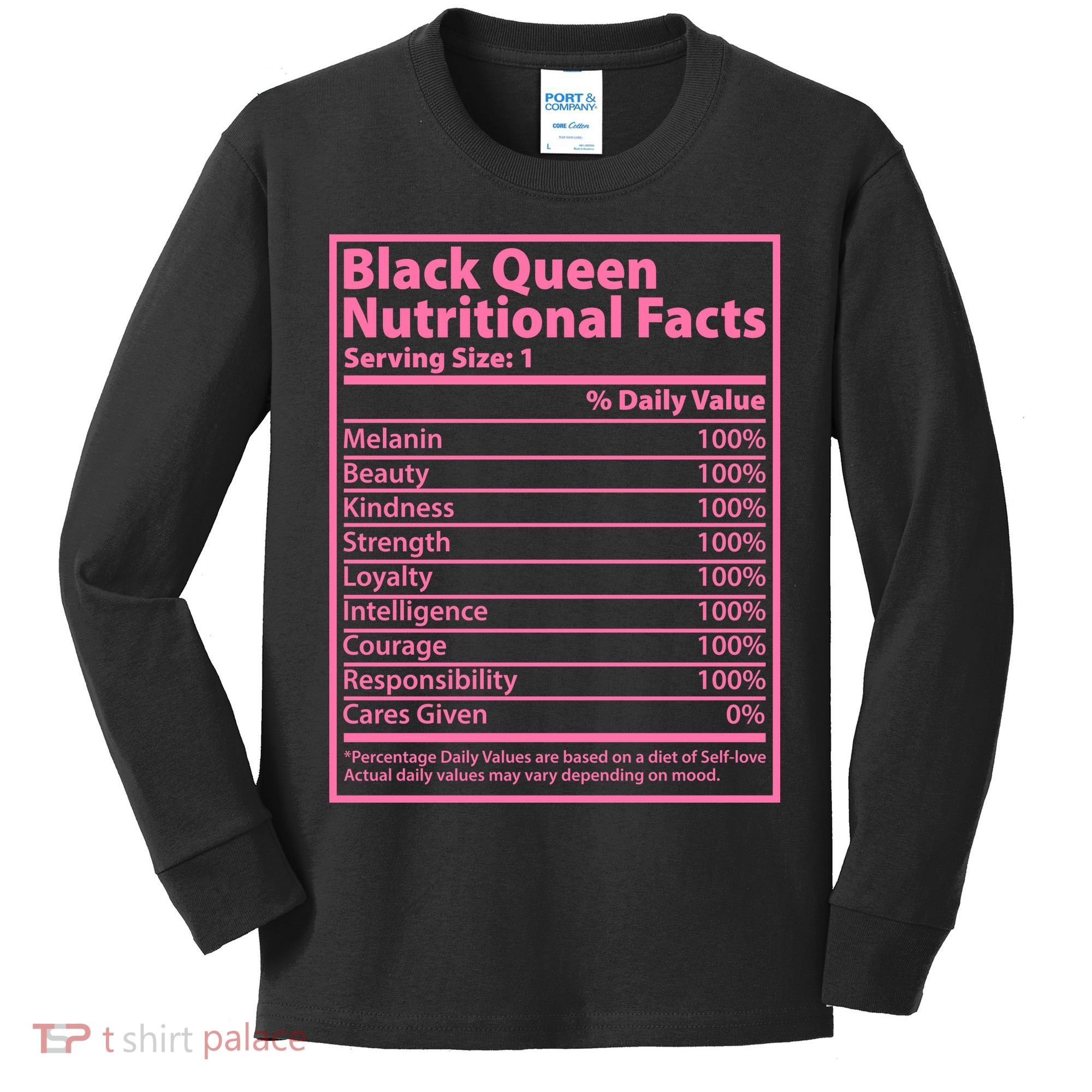 Black Queen Nutritional Facts Kids Long Sleeve Shirt