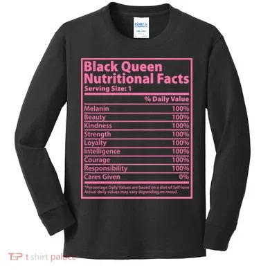 Black Queen Nutritional Facts Kids Long Sleeve Shirt