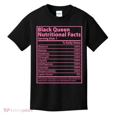 Black Queen Nutritional Facts Kids T-Shirt