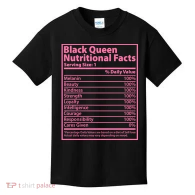 Black Queen Nutritional Facts Kids T-Shirt