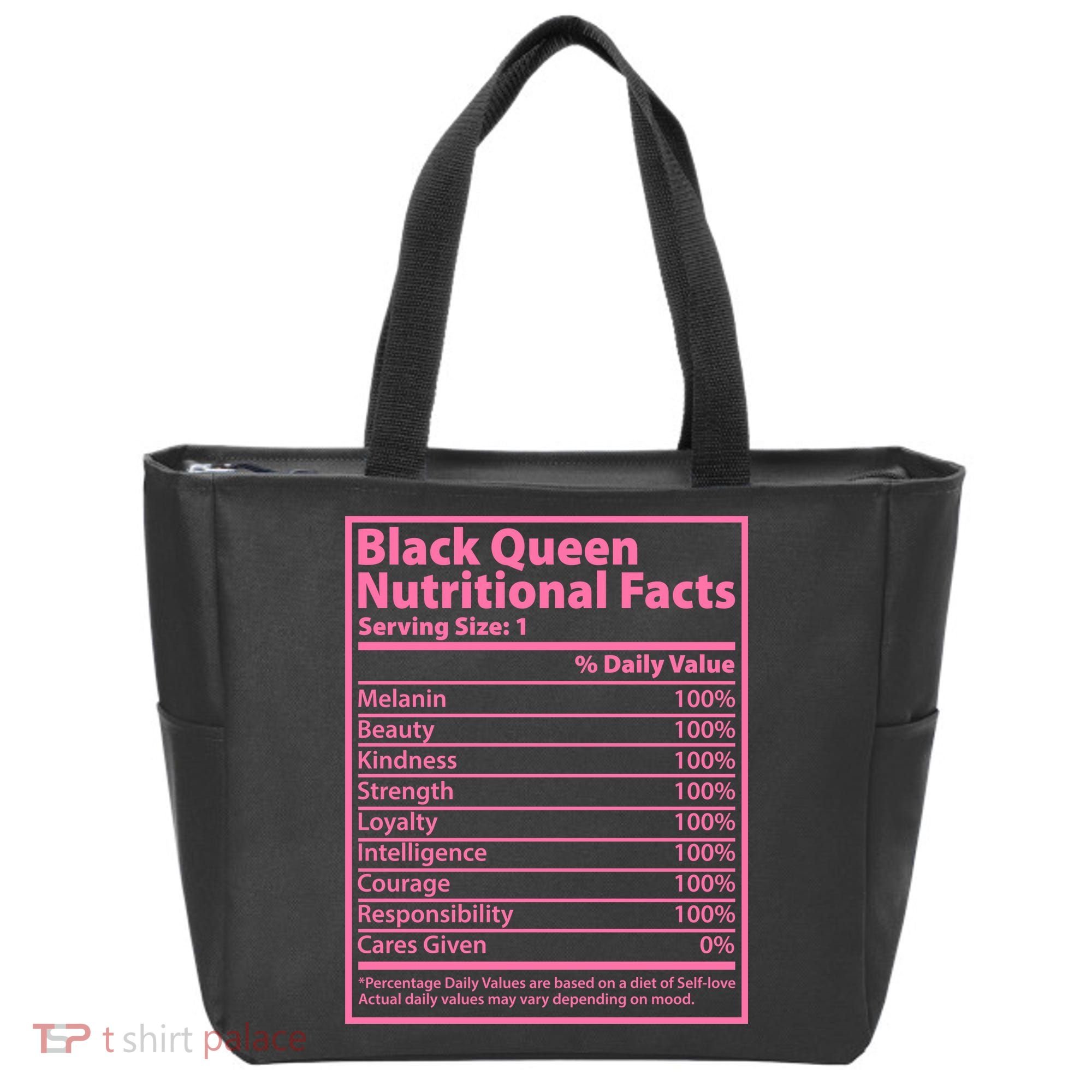 Black Queen Nutritional Facts Tote Bag