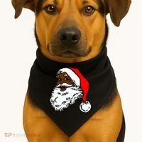 Black Santa Claus Christmas USA-Made Doggie Bandana thumb 1