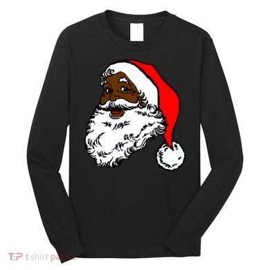 Black Santa Claus Christmas Long Sleeve Shirt