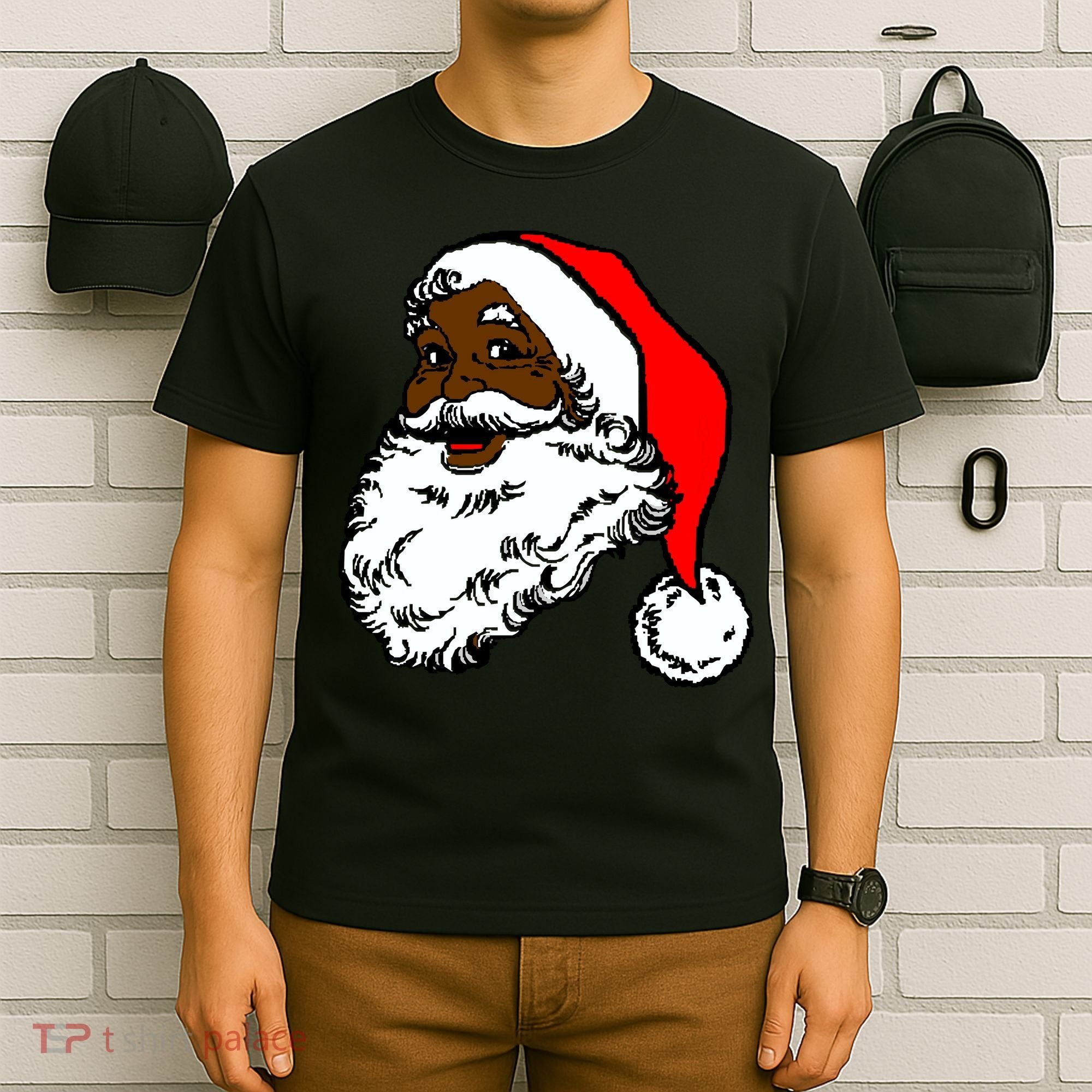 Black Santa Claus Christmas T-Shirt