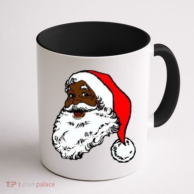 Black Santa Claus Christmas Coffee Mug back