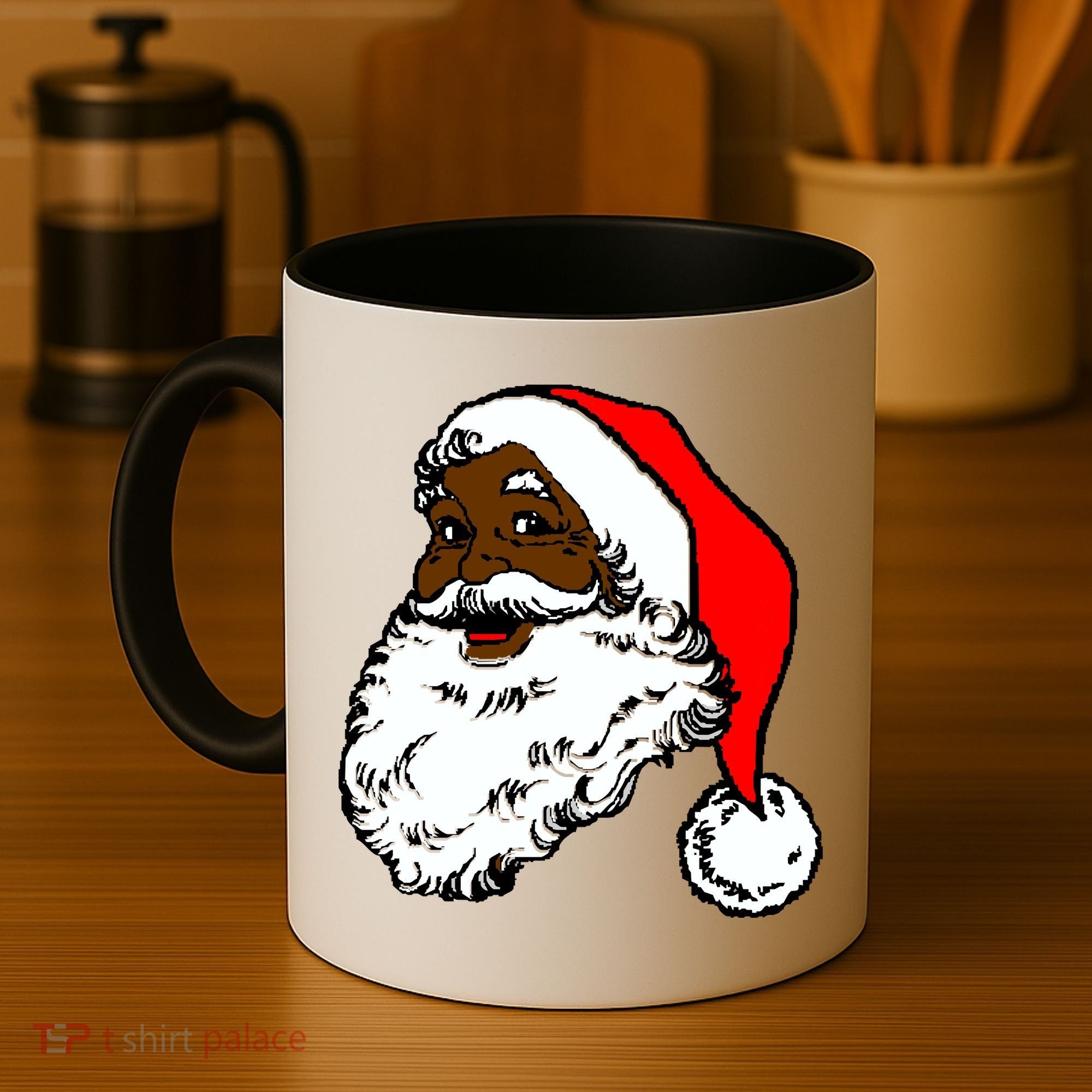 Black Santa Claus Christmas Coffee Mug