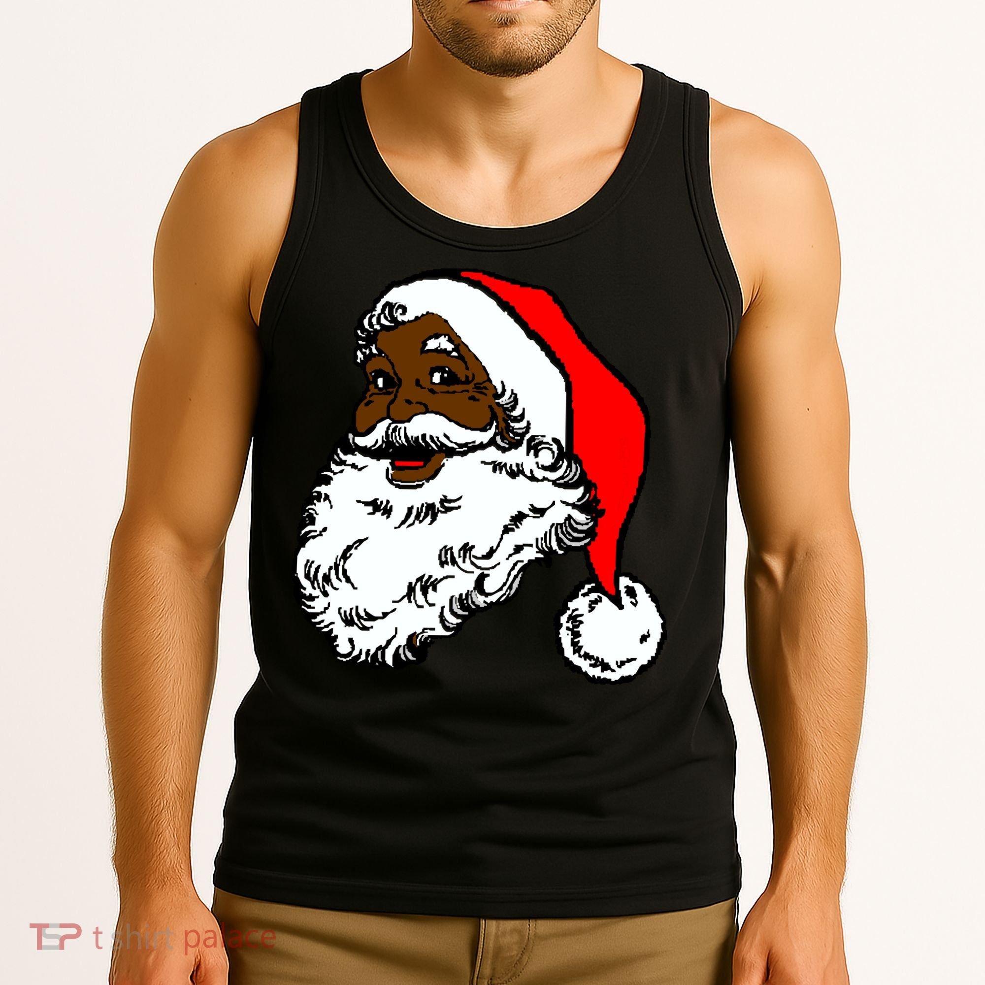 Black Santa Claus Christmas Tank Top