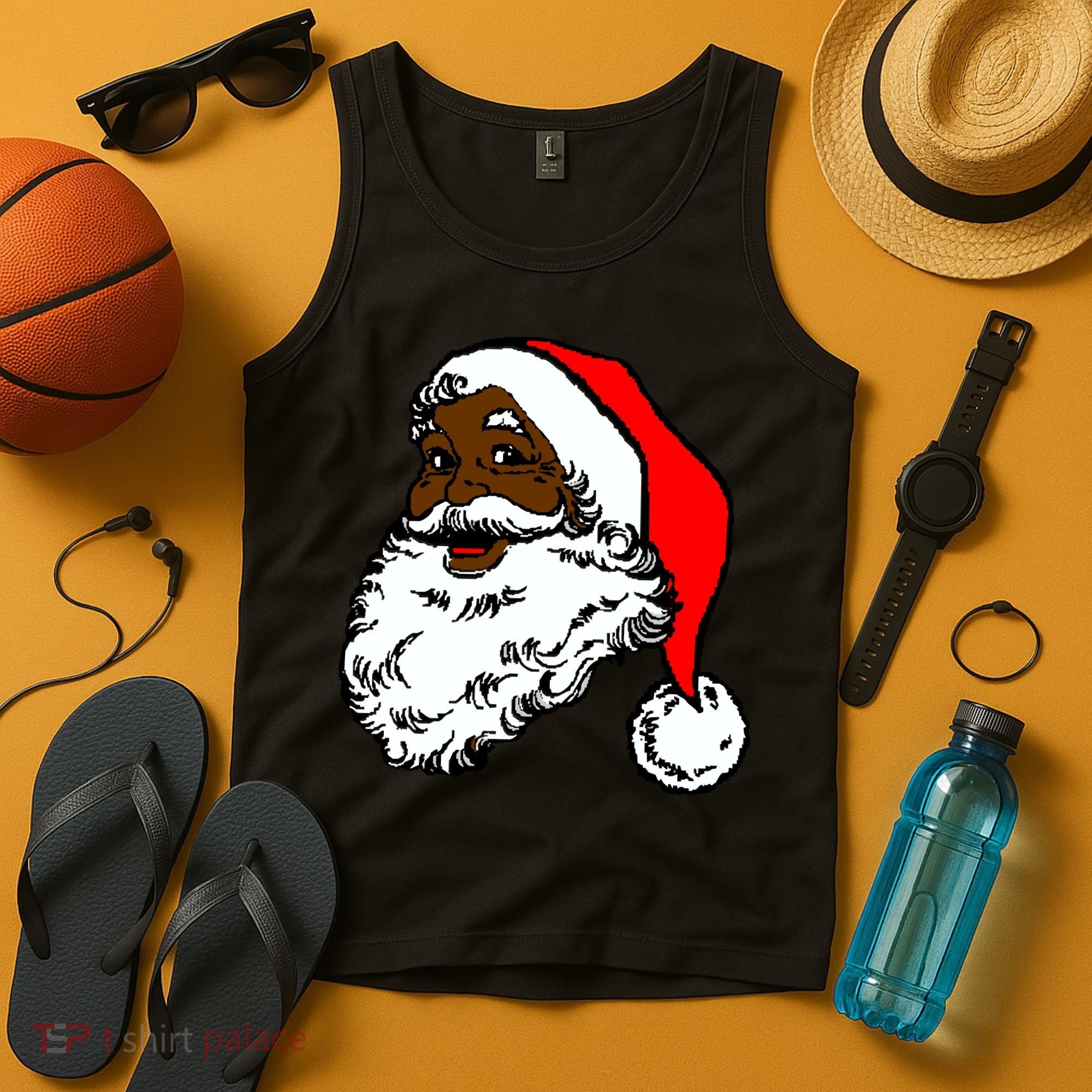 Black Santa Claus Christmas Tank Top