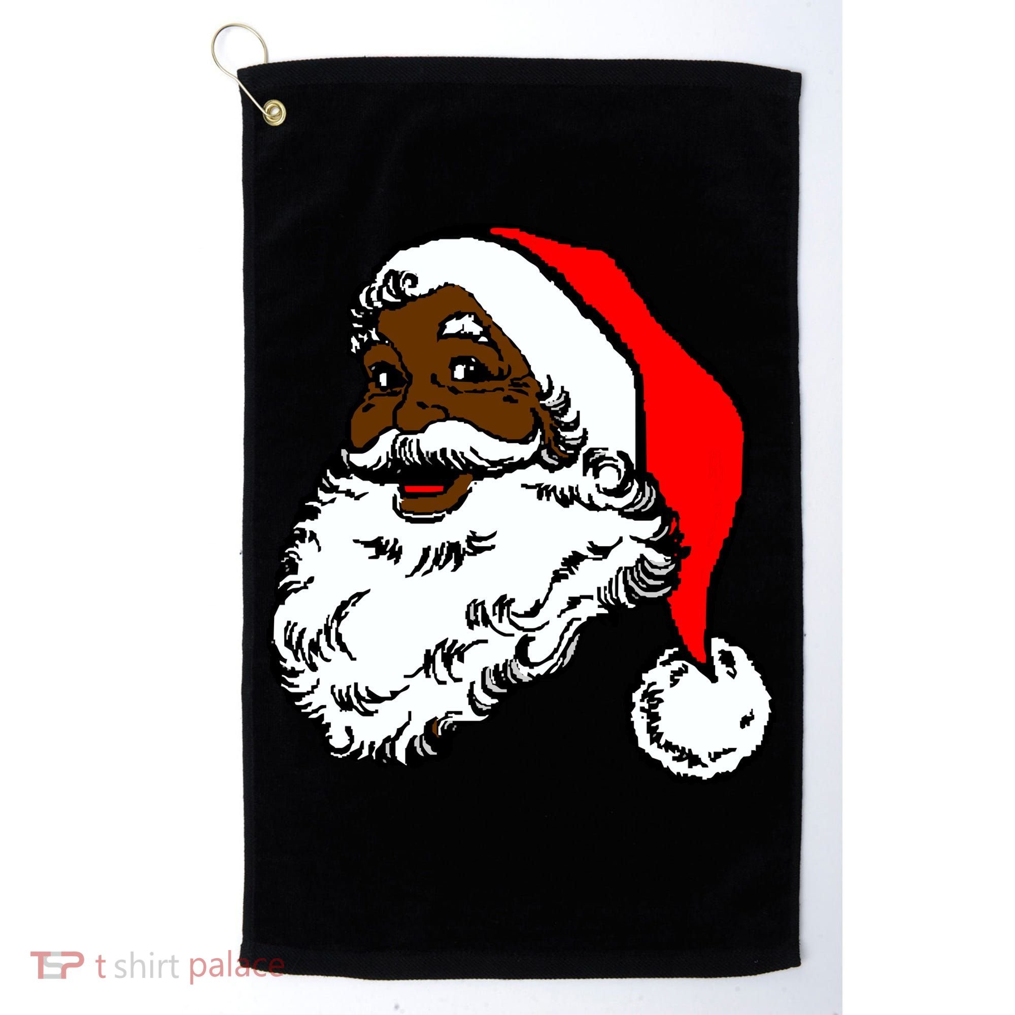 Black Santa Claus Christmas Golf Towel