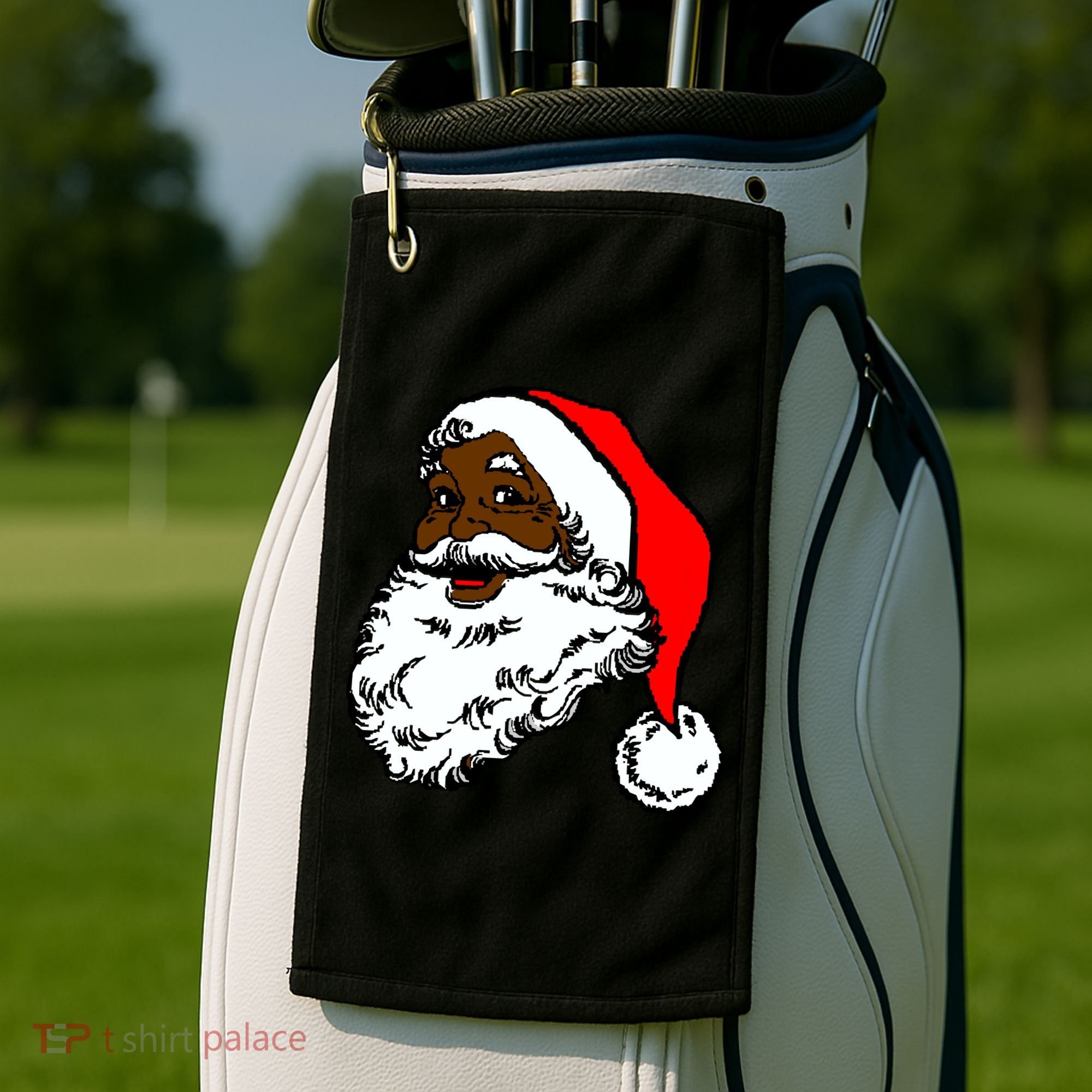 Black Santa Claus Christmas Golf Towel