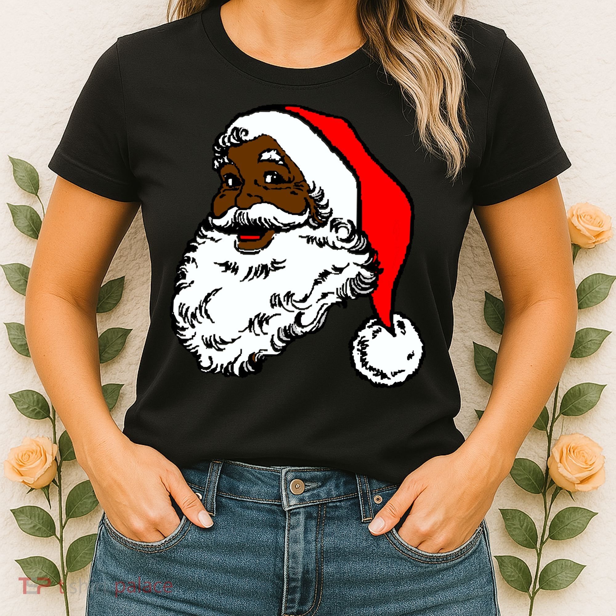 Black Santa Claus Christmas Women's T-Shirt