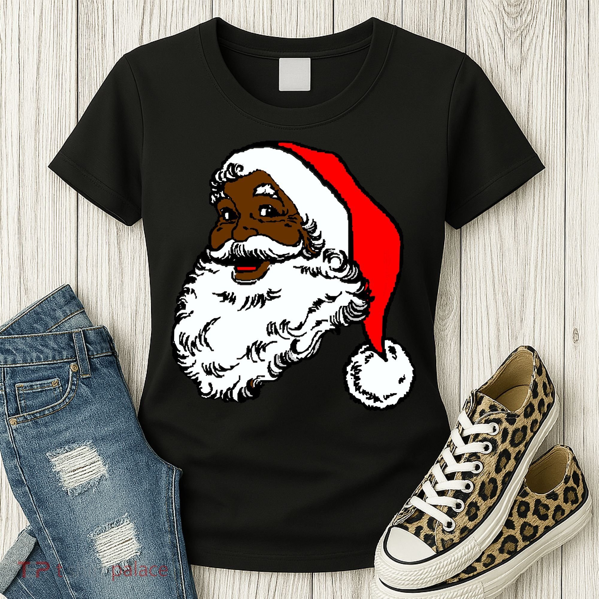 Black Santa Claus Christmas Women's T-Shirt