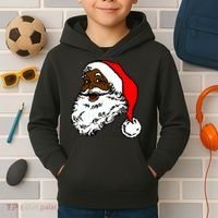 Black Santa Claus Christmas Kids Hoodie thumb 2