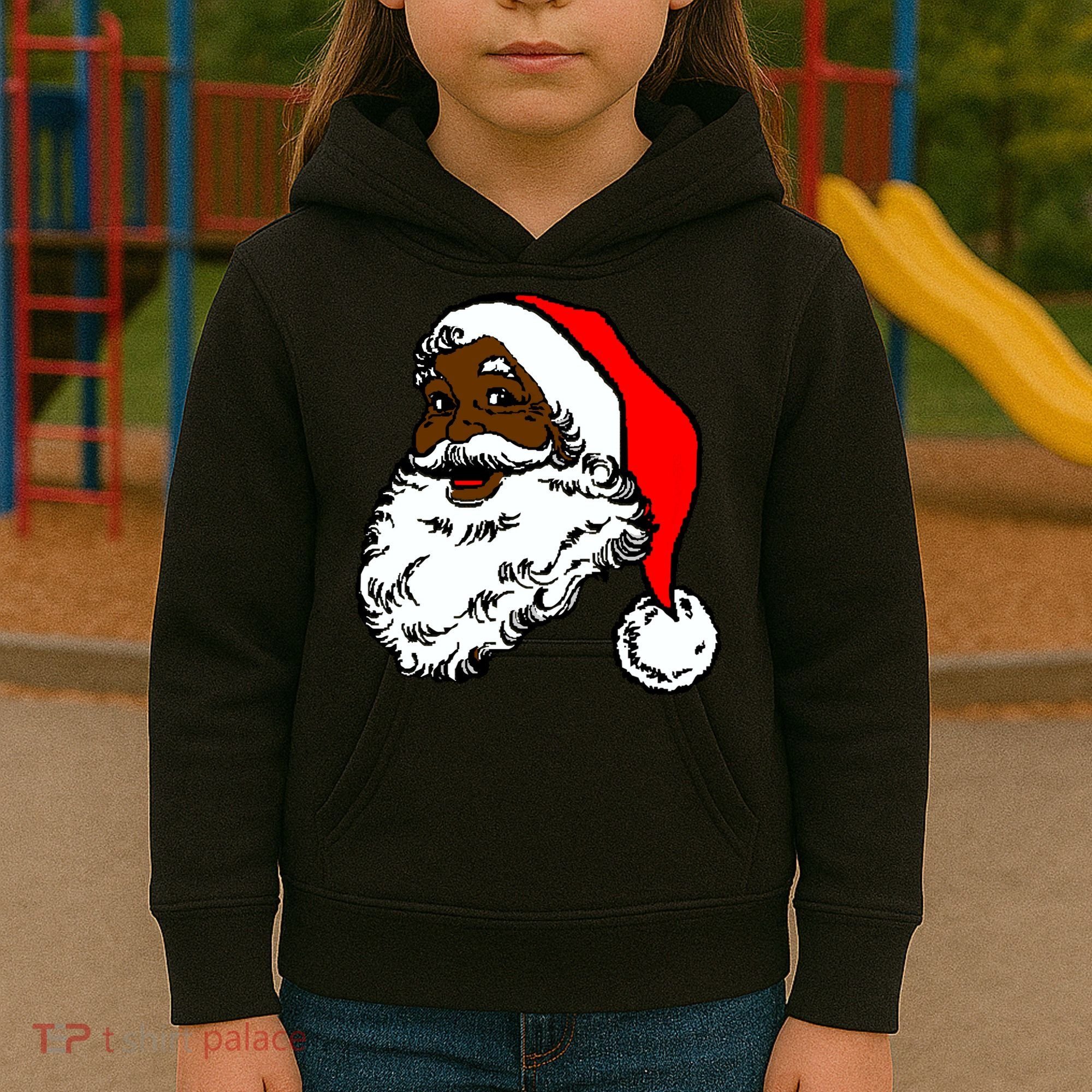 Black Santa Claus Christmas Kids Hoodie