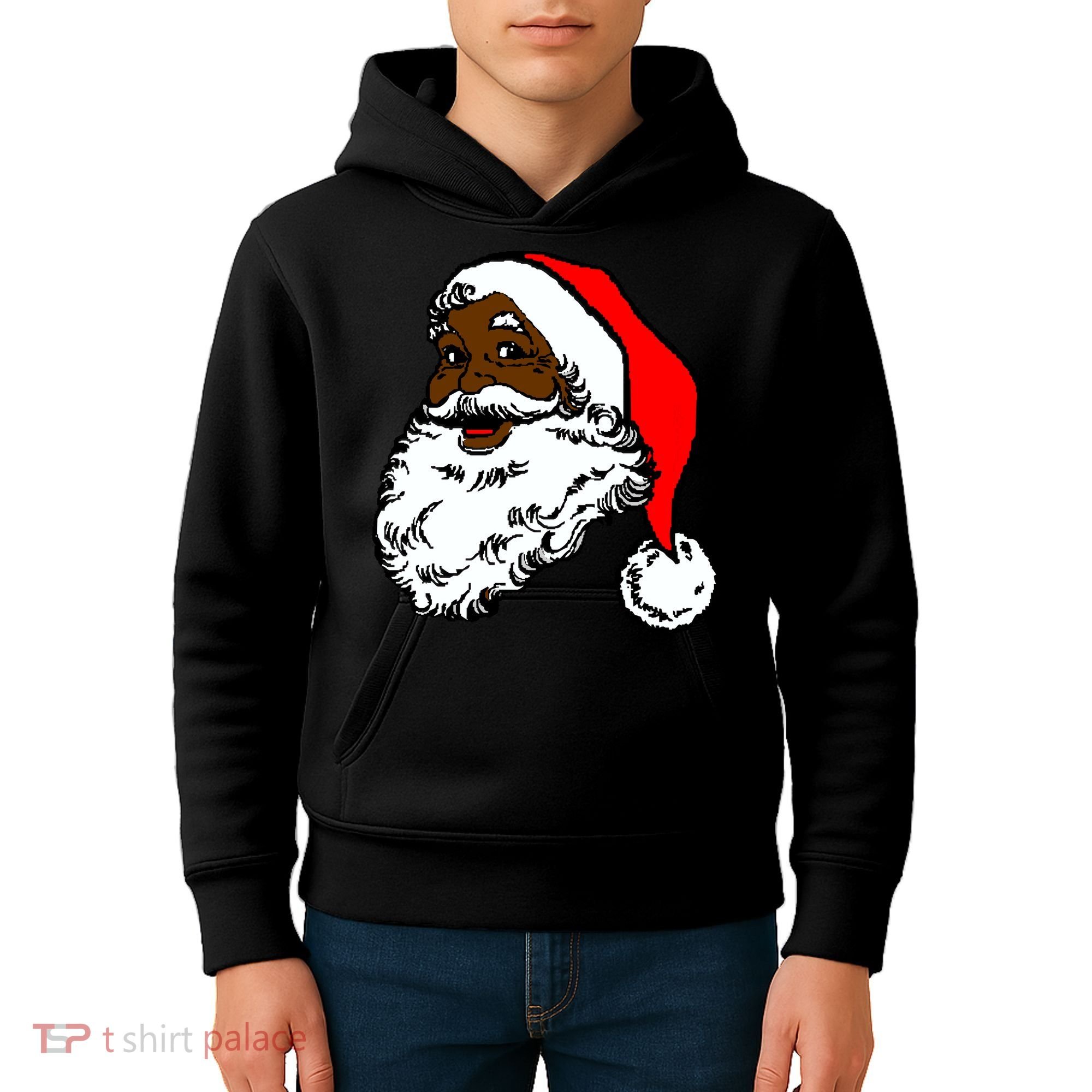 Black Santa Claus Christmas Kids Hoodie