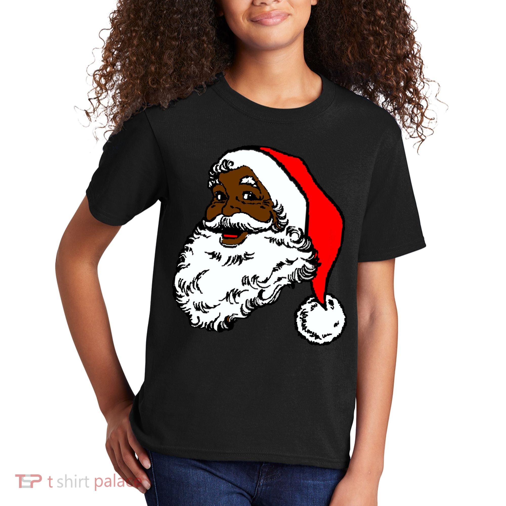 Black Santa Claus Christmas Kids T-Shirt