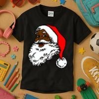 Black Santa Claus Christmas Kids T-Shirt thumb 3
