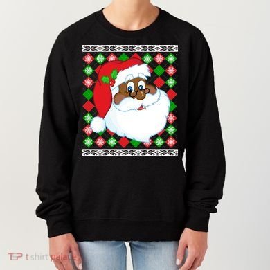 Black Santa Claus Ugly Christmas Sweater Women's Sweatshirt