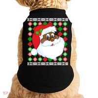 Black Santa Claus Ugly Christmas Sweater Doggie Tank thumb 0
