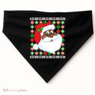 Black Santa Claus Ugly Christmas Sweater USA-Made Doggie Bandana