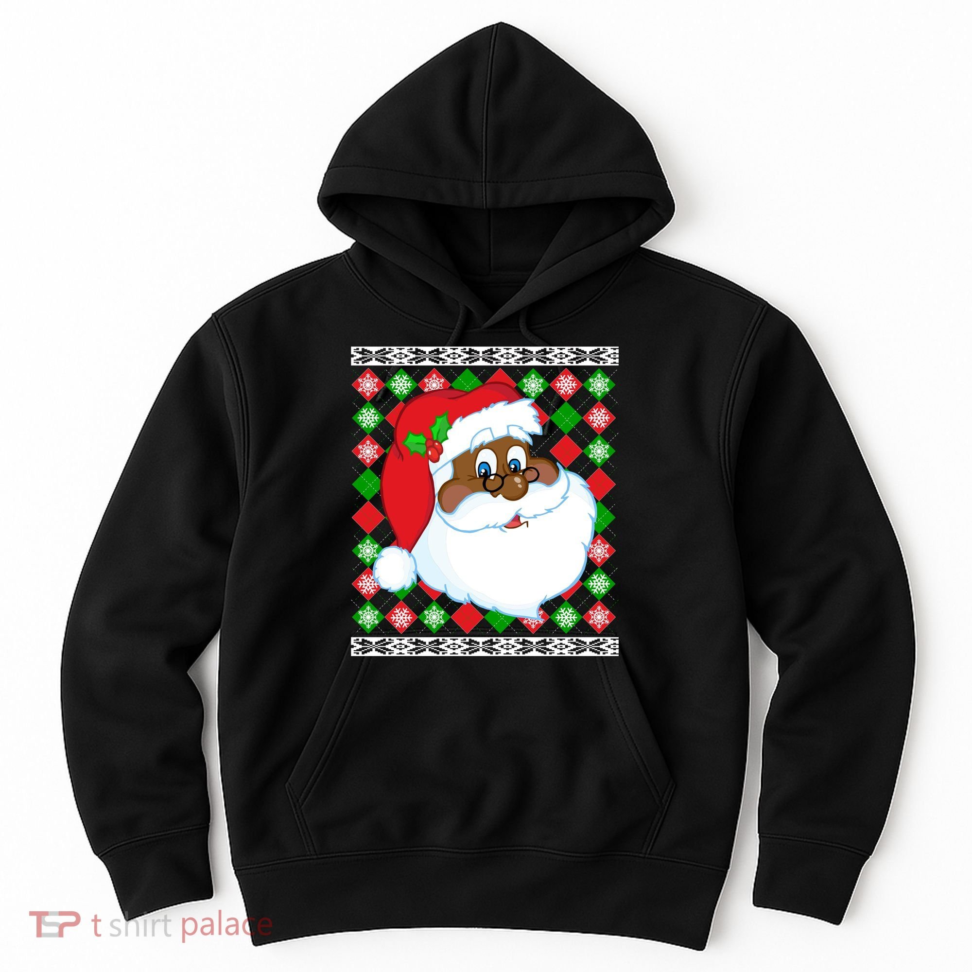 Black Santa Claus Ugly Christmas Sweater Hoodie