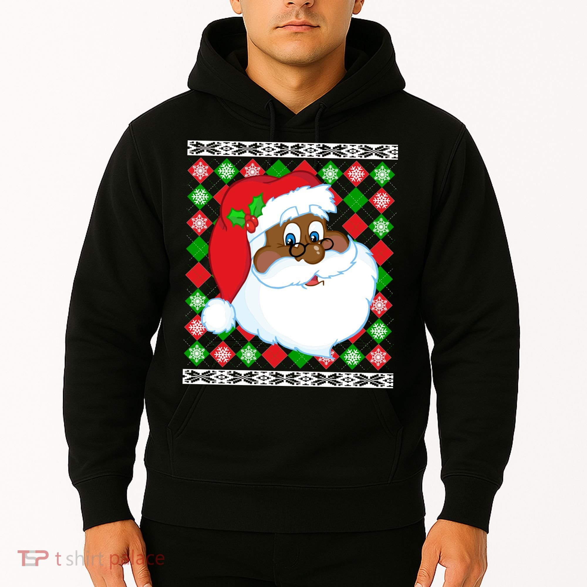 Black Santa Claus Ugly Christmas Sweater Hoodie