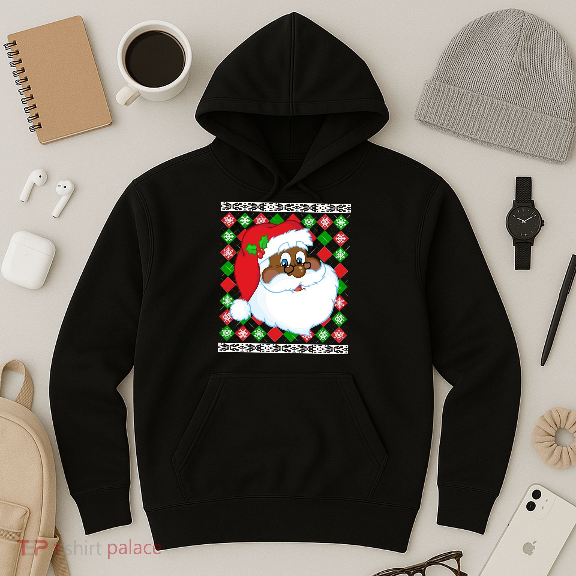 Black Santa Claus Ugly Christmas Sweater Hoodie