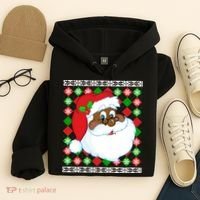 Black Santa Claus Ugly Christmas Sweater Hoodie thumb 4