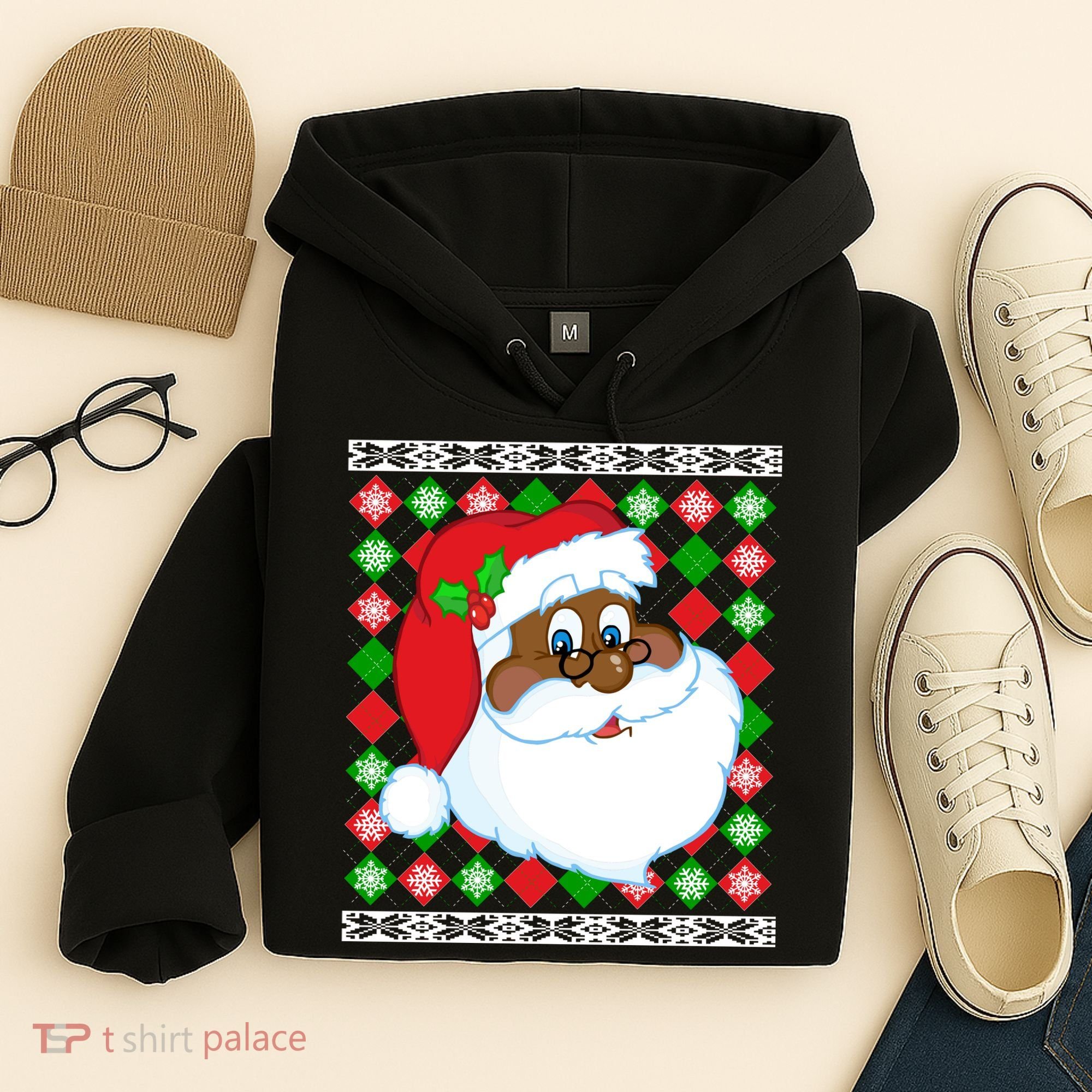 Black Santa Claus Ugly Christmas Sweater Hoodie