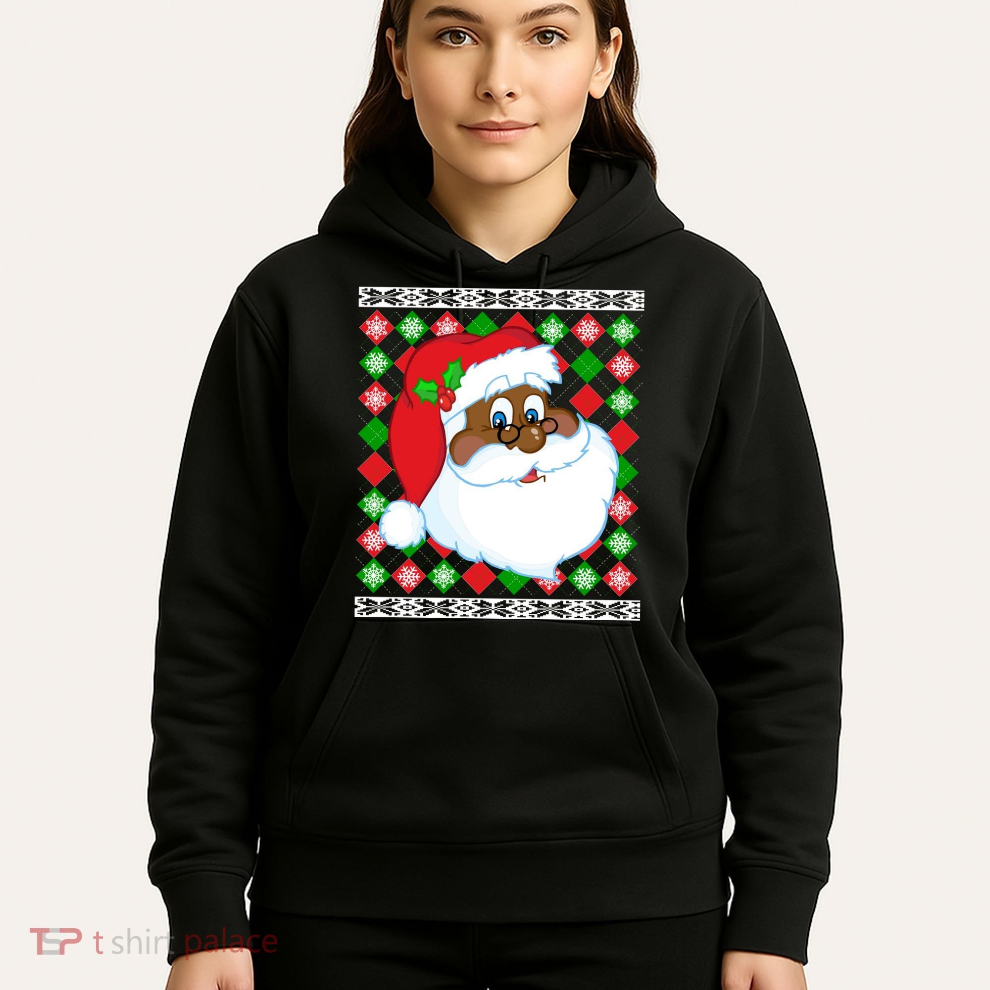 Black Santa Claus Ugly Christmas Sweater Hoodie