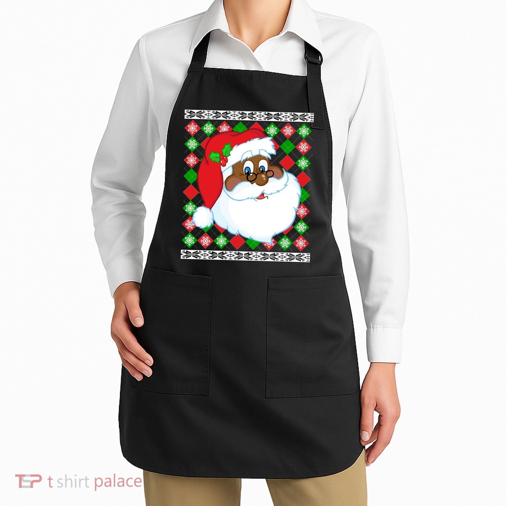 Black Santa Claus Ugly Christmas Sweater Apron