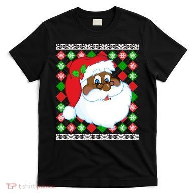 Black Santa Claus Ugly Christmas Sweater T-Shirt