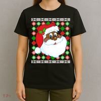 Black Santa Claus Ugly Christmas Sweater T-Shirt thumb 4