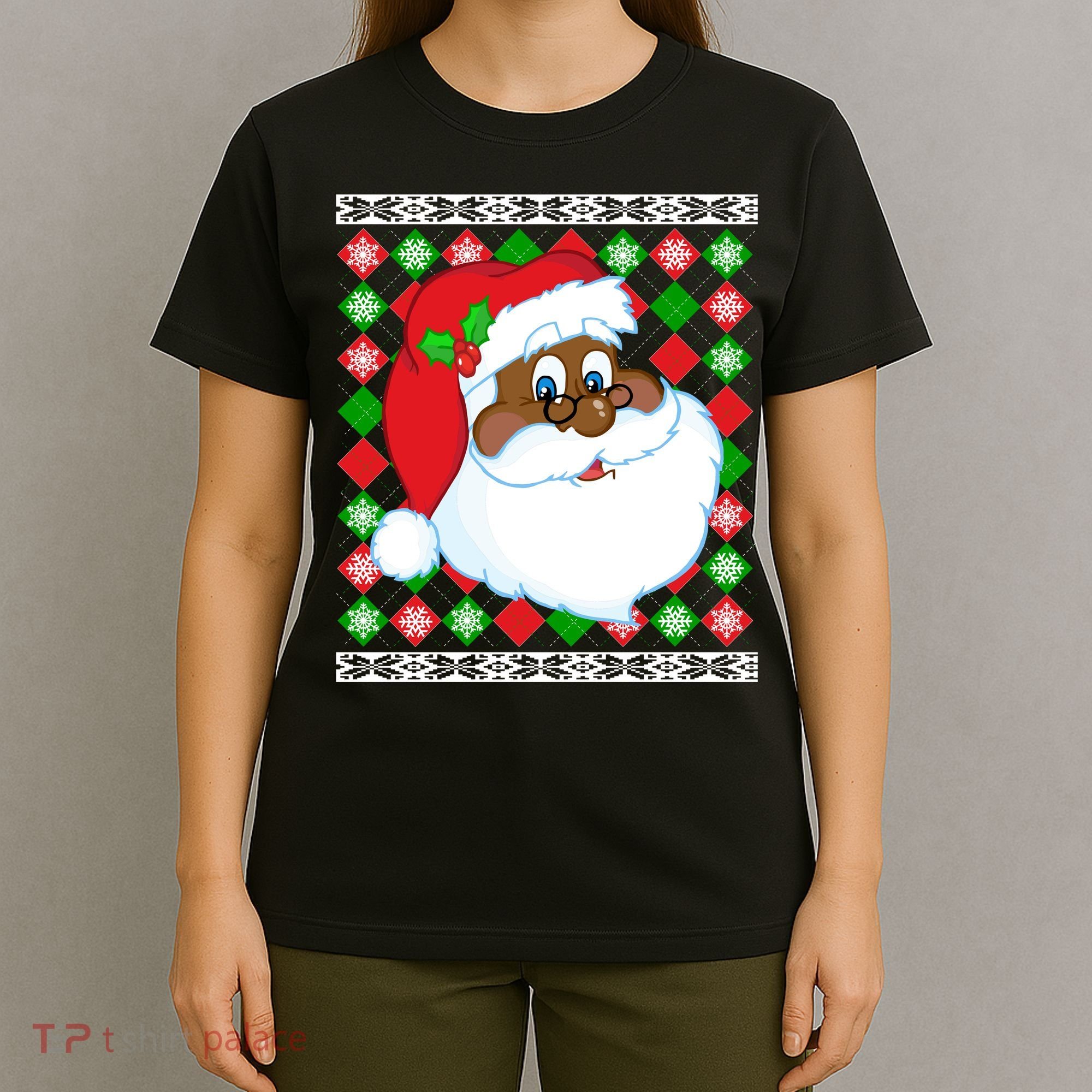 Black Santa Claus Ugly Christmas Sweater T-Shirt