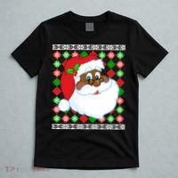 Black Santa Claus Ugly Christmas Sweater T-Shirt thumb 5